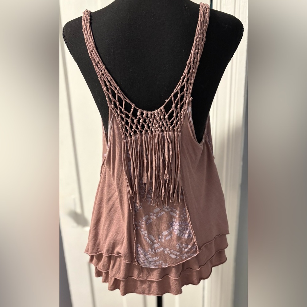 Free People Retired Vintage Boho Chic Mauve Tank Top - Picture 2 of 8
